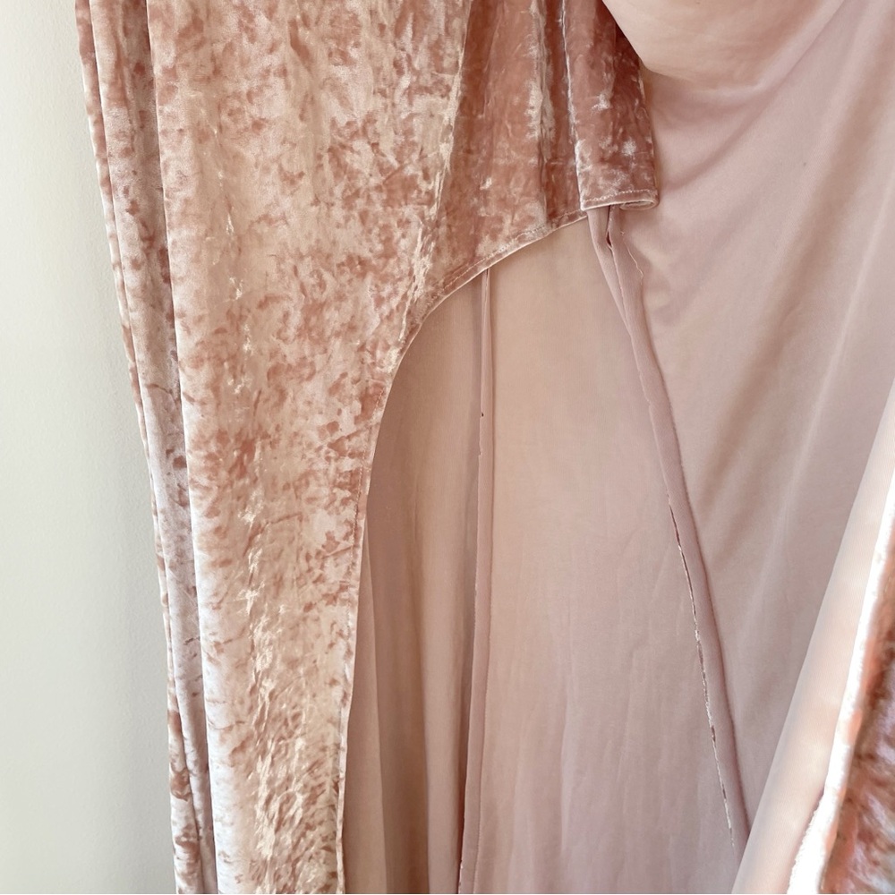 Xscape Pink Crushed Velvet Formal Gown | Size 12 - Picture 6 of 16